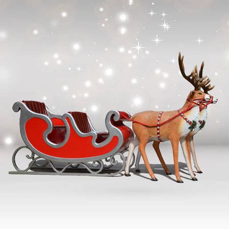 Giant Four Seater Sleigh Reindeer D Cor Set Display Ins