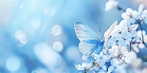 Close Up Of A Blue Butterfly On Flower Background Close Up Of A Blue