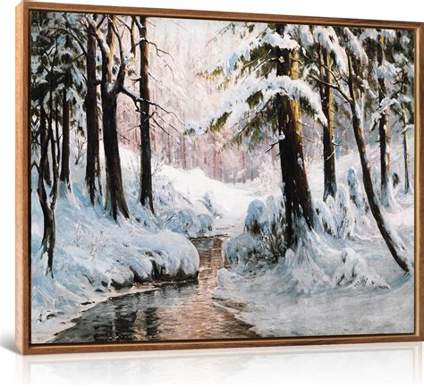 Aatoeax Nature Country Wall Art Stream Wall Decor Melt Snow Tree Canvas