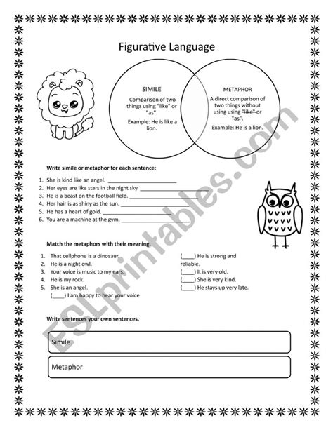 Simile And Metaphor Esl Worksheet By Missfany