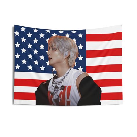 Jungwon Side Profile American Flag Enhypen Concert Banner Enhypen