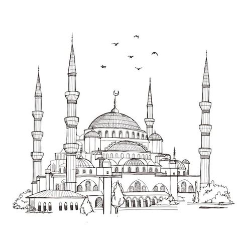 Premium Vector Hand Drawn Sketch Of The World Famous Blue Mosque