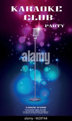 Karaoke Night Abstract Illustration With Microphone And Singer Stock