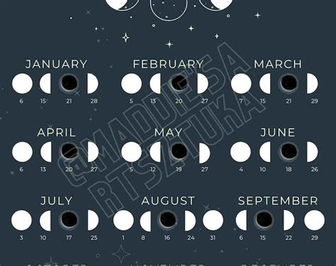 LUNAR CALENDAR 2023, Moon Phase, Digital Download PDF Journal Bujo ...