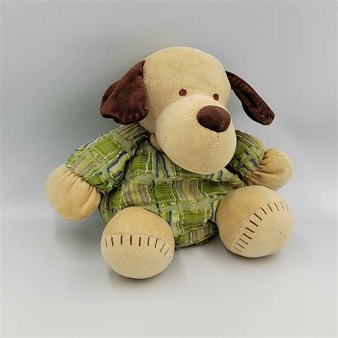 Doudou Chien Beige Marron Vert Nicotoy