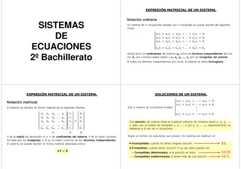 Apuntes De Sistemas De Ecuaciones Lineales Sistemas De