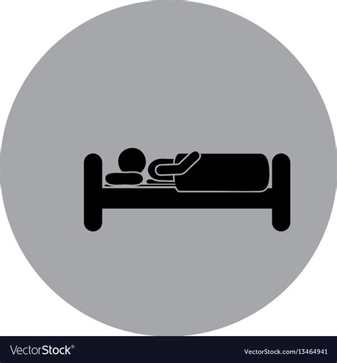 Blue Emblem Sticker Bed And Person Sleeping Vector Image