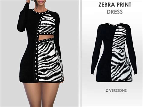 The Sims Resource Zebra Print Dress