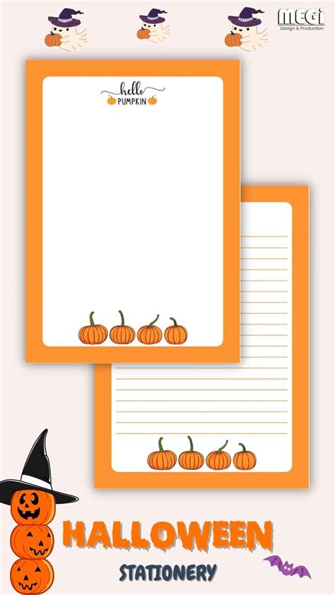 Printable Halloween Stationery Pumpkin Halloween Stationery Orange