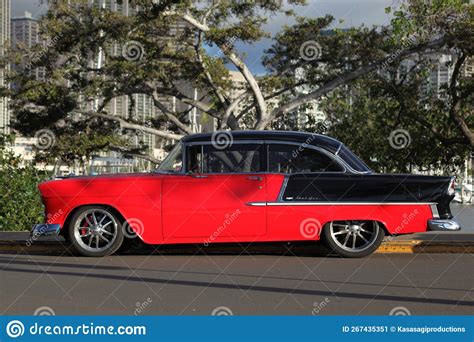 Beautifully Restored Red And Black S Chevy Belair Door Right Side