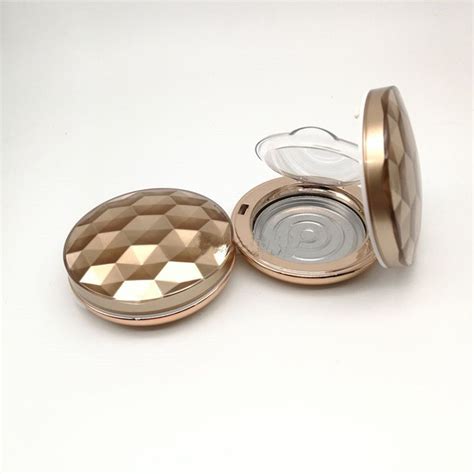 Gold Round Empty Cosmetic Powder Case Diy High Grade Blush Compacts