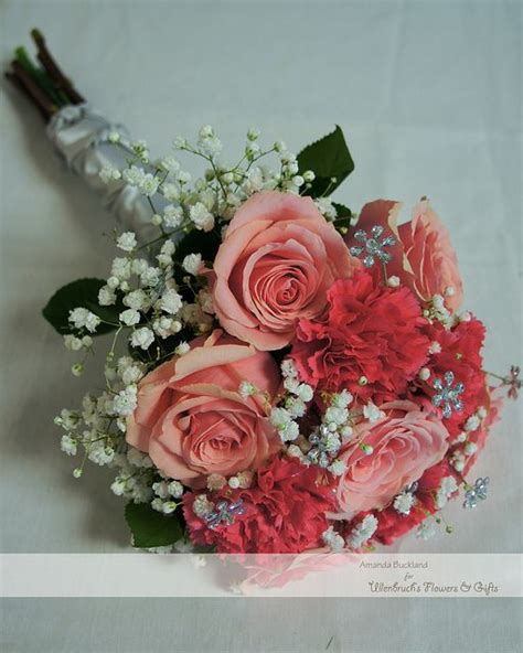 Pink Rose And Carnation Bridesmaids Bouquet Carnation Wedding