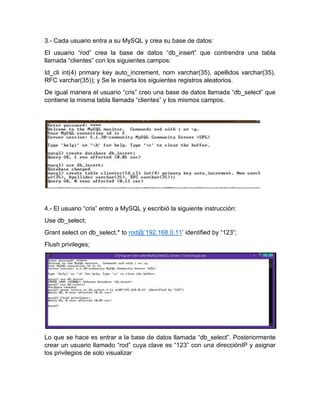Como Crear Usuarios Con Privilegios Especiales En MYSQL PDF