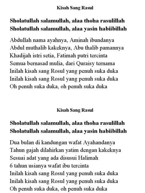 Kisah Sang Rasul Lirik Pdf