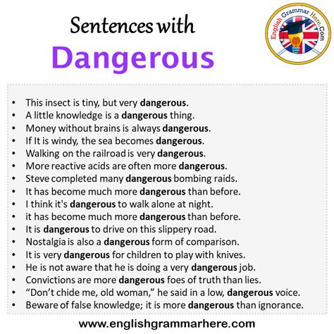 Sentences with Dangerous, Dangerous in a Sentence in English, Sentences For Dangerous - English ...