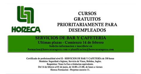 Gastronom A En Zaragoza Curso Gratuito De Servicio De Bar Y Cafeteria