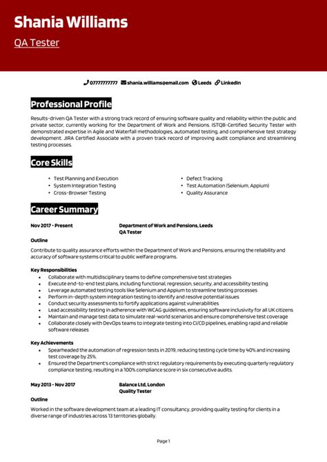 Qa Tester Cv Example Junior Qa Tester Resume Example 2023