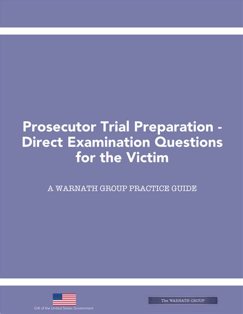 Prosecutor Trial Preparation Direct Examination Questions For The