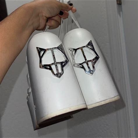 NAKED WOLFE Jada White Leather Platform Heels Gem