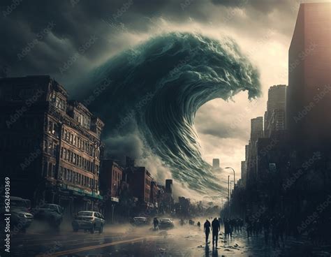 Water Destruction Stormy Post Apocalypse City End Of The World City