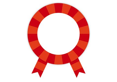 可愛いイラスト無料｜赤色 バッジ フレーム リボン − Free Illustration Red Badge Frame Ribbon