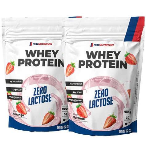 Combo Whey Protein Concentrado Zero Lactose Morango G Newnutrition