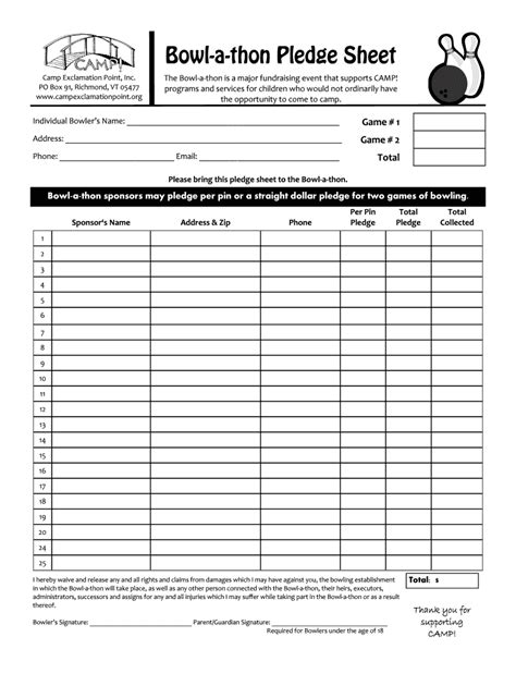 Bowl A Thon Pledge Sheet Fill Out Sign Online Dochub