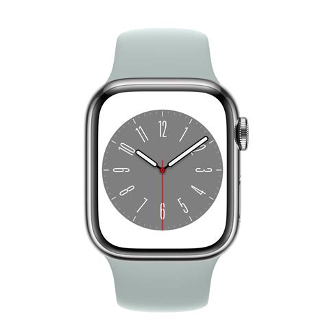 Apple Watch Series 8 Gps Cellular 41mm Silver Stainless Steel Case With Succulent Sport Band