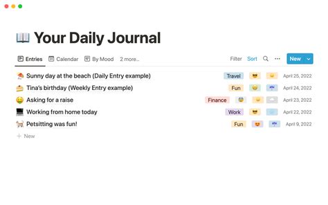 Notion Daily Journal Template