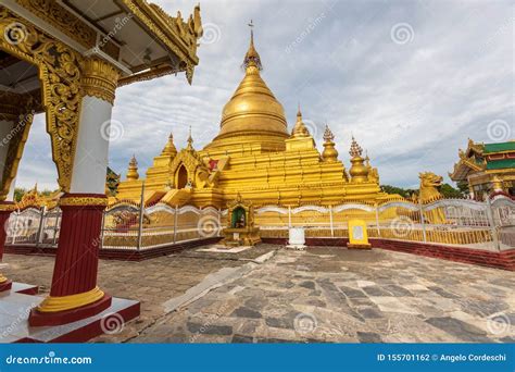 Kuthodaw Pagoda Golden Yellow Buddhist Religious Structure In The