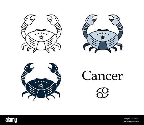 Vector Illustration Of A Zodiac Sign Cancer Line Art Simple Style