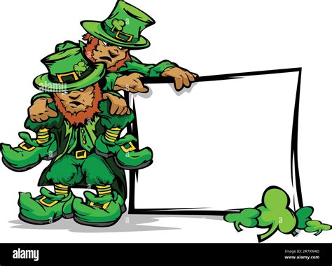 Two Cartoon Leprechauns On St Patricks Day Holiday Vector Illustration