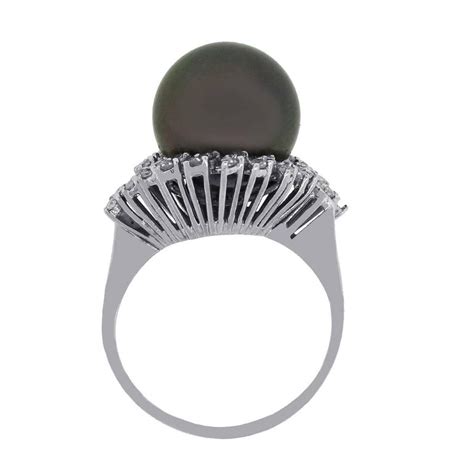 Black Pearl and Diamond Ring For Sale at 1stDibs