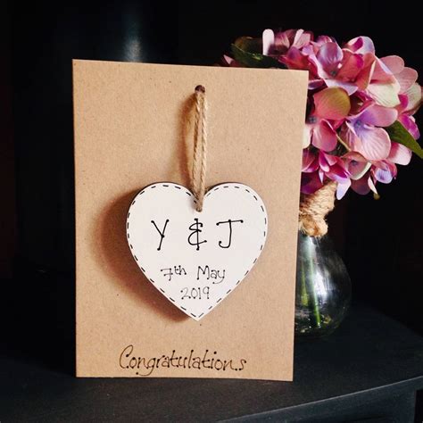 Wooden Keepsake Card Personalised Wedding Heart By Craft Heaven