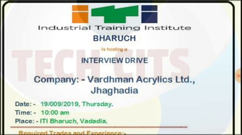 Vardhman Acrylics Ltd Iti Campus Placement In Giti Bharuch Vadadla