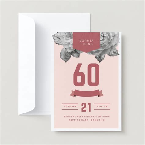 Page 3 - Free, printable custom 60th birthday invitation templates | Canva