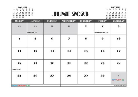 Printable 2023 June Calendar