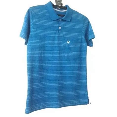 Striped Half Sleeve Mens Cotton Polo Neck T Shirt Size S 4xl At Rs