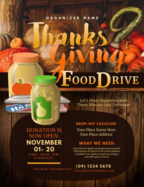 Thanksgiving Food Drive Flyer Template Postermywall