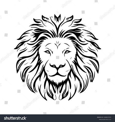 Lion Head Face Logo Silhouette Black Stock Vector Royalty Free