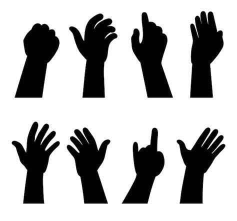 Premium Vector Hand Gesture Black Silhouette