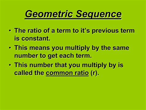 Definition And Examples Of Geometric Sequence And Series Ppt Ppt