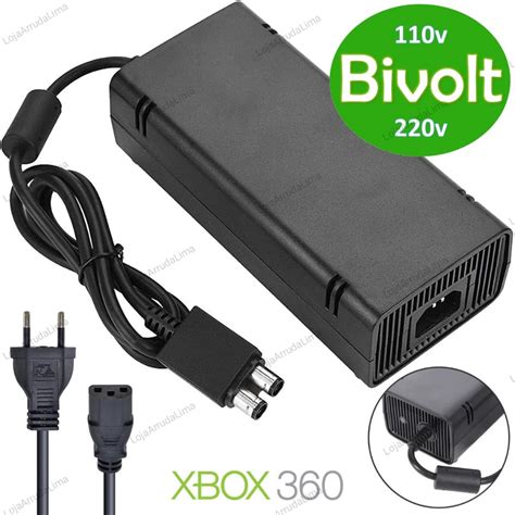 Fonte Bivolt Xbox Slim Adaptador Resistente V V Pinos