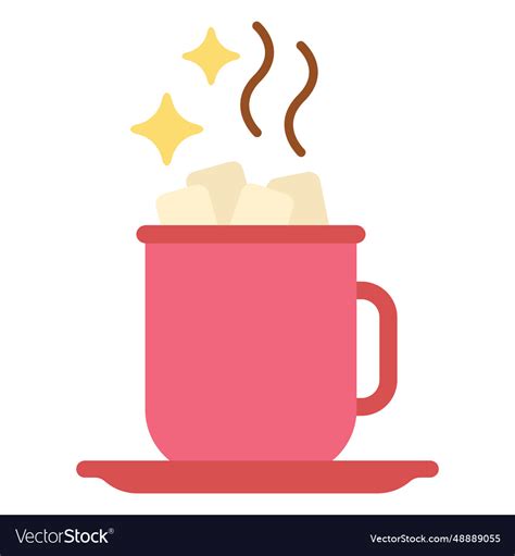 Hot Chocolate Mug Semi Flat Royalty Free Vector Image