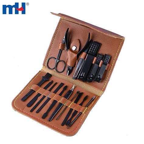 Pieces Black Carbon Steel Manicure Set Pedicure Kit In Foldable