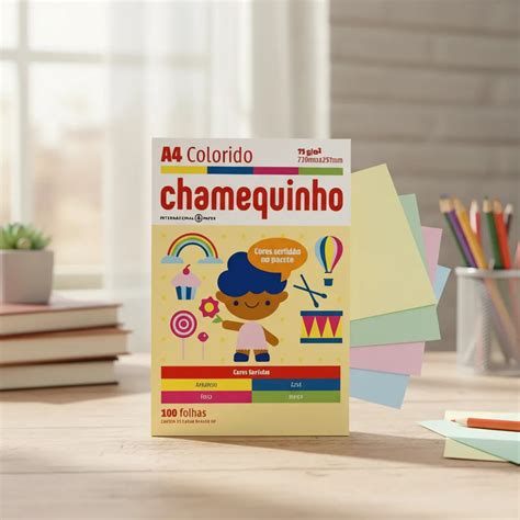 Folha De Sulfite Colorida - Folha sulfite chamequinho colorido 4 cores 100 folhas | Shopee Brasil