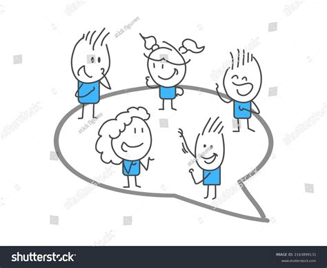 Stick Figures People Speech Bubbles Cartoon Stock Vector Royalty Free