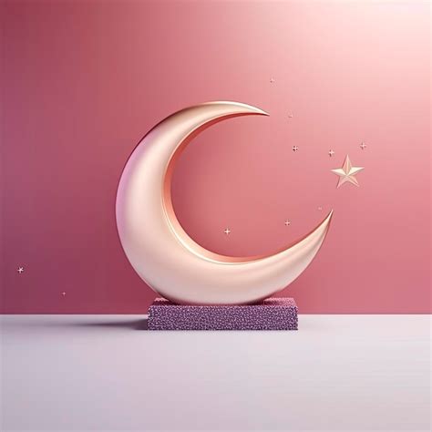 Una Pared Rosa Con Una Media Luna Y Estrellas Foto Premium