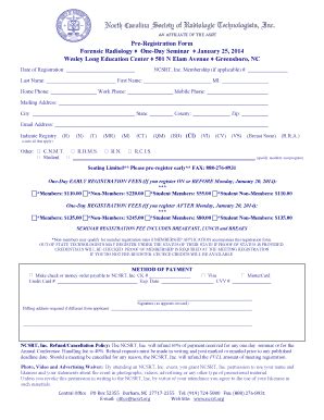 Fillable Online Ncsrt Pre Registration Form Forensic Radiology One Day