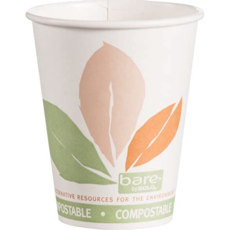 Solo Bare Compostable Hot Cups 8 Oz 50 Cups Pkg Monk Office